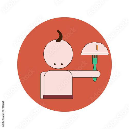 Vector illustration in flat design of Ukrainian Cossack with food