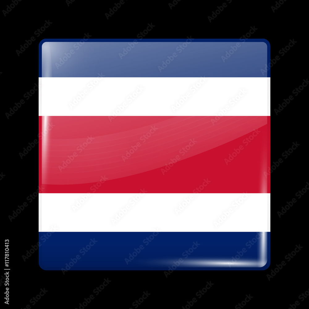Flag of Costa Rica. Glossy Icon Square Shape Flag of Costa Rica. Glossy Icon Square Shape