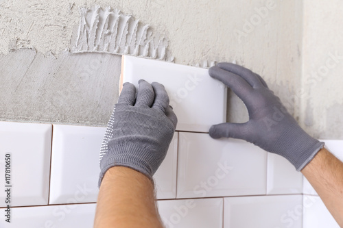 Stylish trendy white ceramic tile