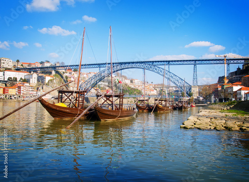 traditional port wine boats, Porto,  Portugal © neirfy