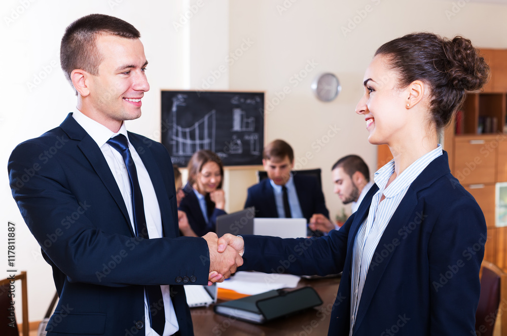 Fototapeta premium Business people handshaking