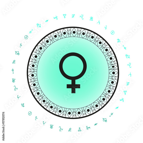 Venus planet symbol background. Bohemian style