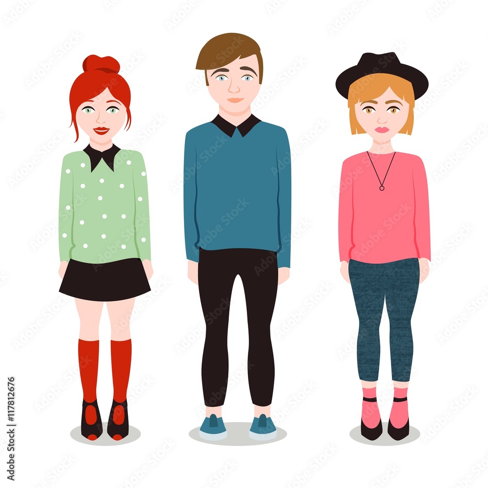 Illustrated modern young people