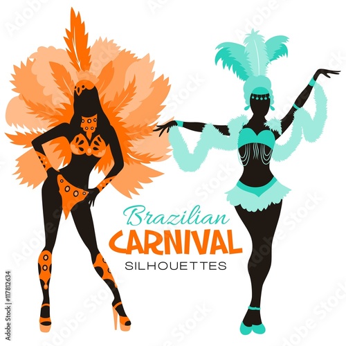 Silhouettes of Brazilian carnival costumes