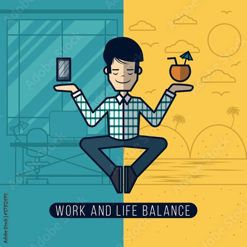 Work and life balance in line style