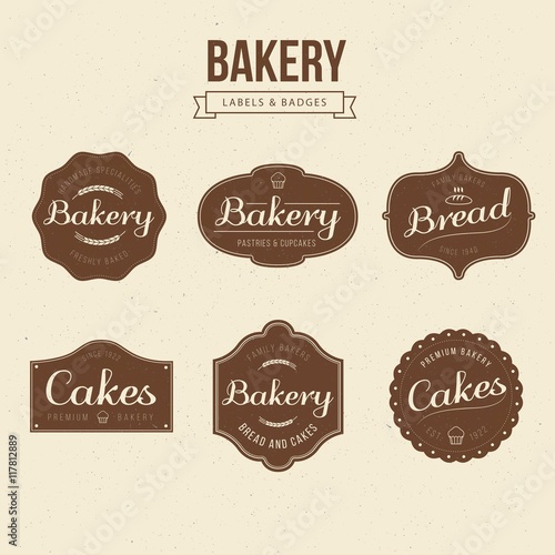 Vintage bakery badges collection