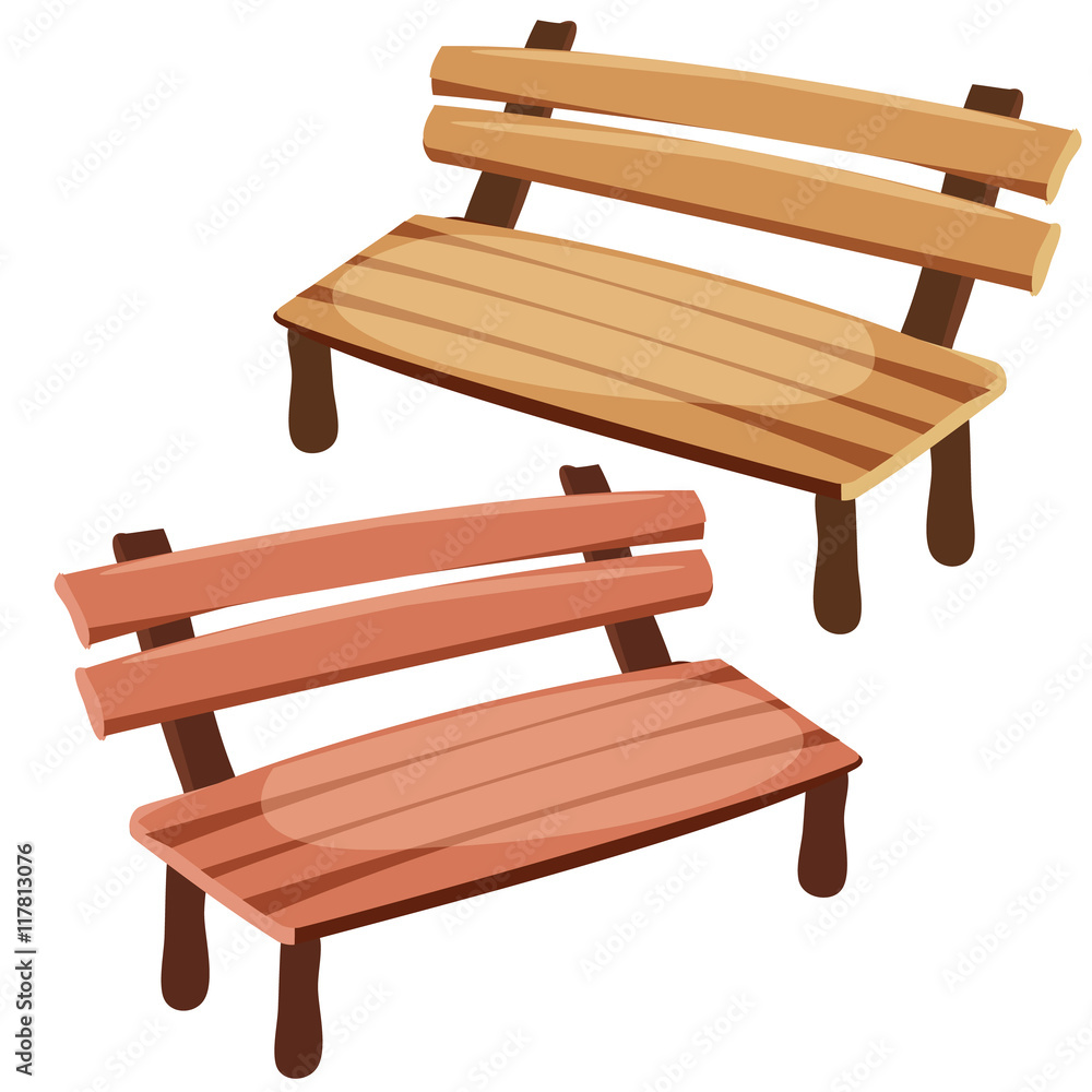 Two isolated wooden benches for decoration