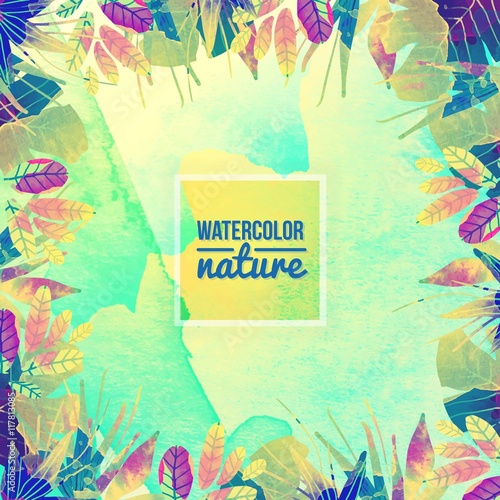 Wallpaper Mural Watercolor nature frame Torontodigital.ca