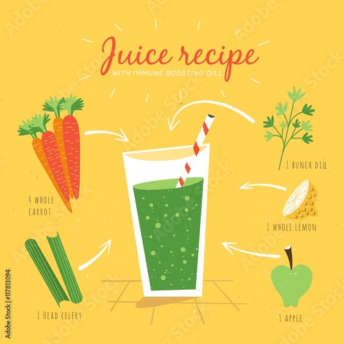 Juice recipe in vintage style