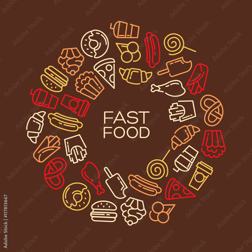 Fast food menu. Set of cartoon vector background. Fast food menu. Set of cartoon vector background.