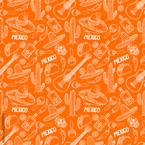 orange background of Mexican items