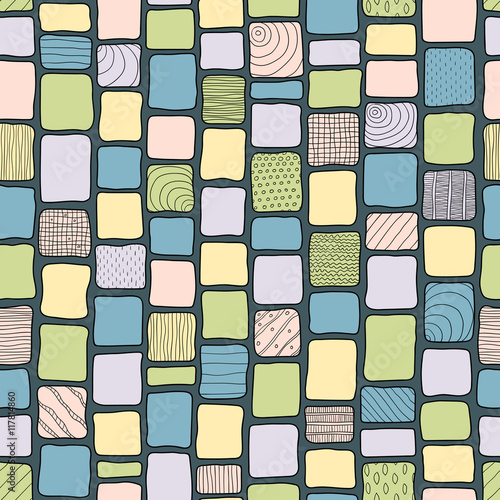 Patchwork style tribal bricks seamless texture, pastel colors