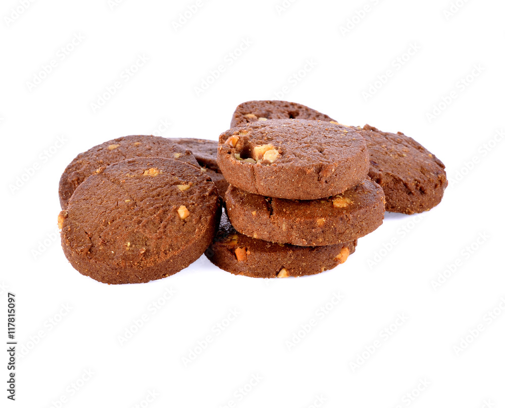 Chocolate chip cookie on white background Chocolate chip cookie on white background