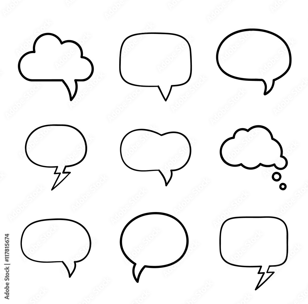 Minimal hand-drawn speech bubbles set Minimal hand-drawn speech bubbles set