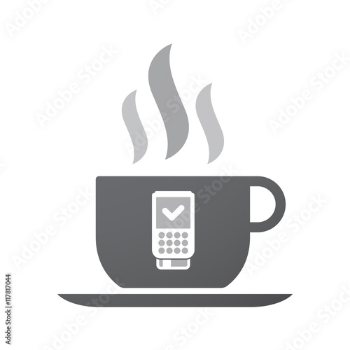 Isolated coffee cup icon with  a dataphone icon
