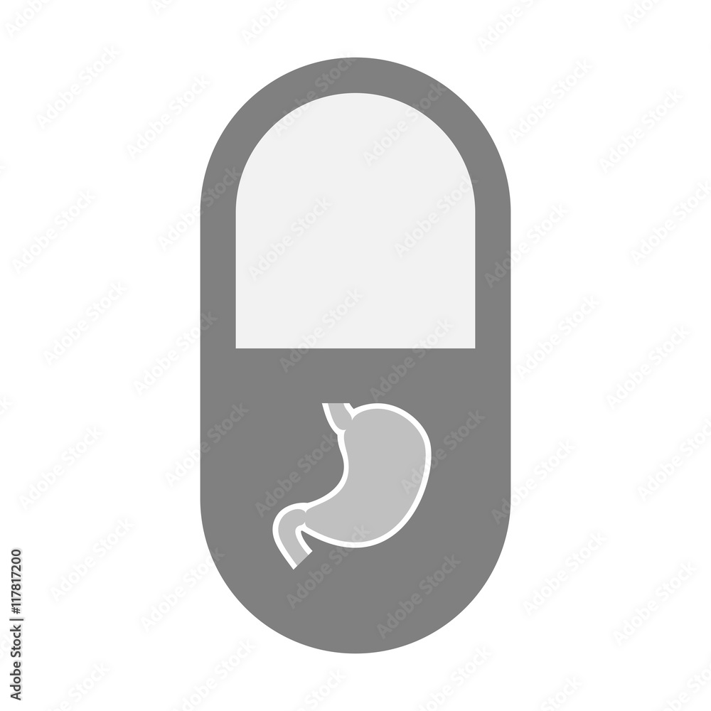 Isolated pill icon with a healthy human stomach icon Isolated pill icon with a healthy human stomach icon