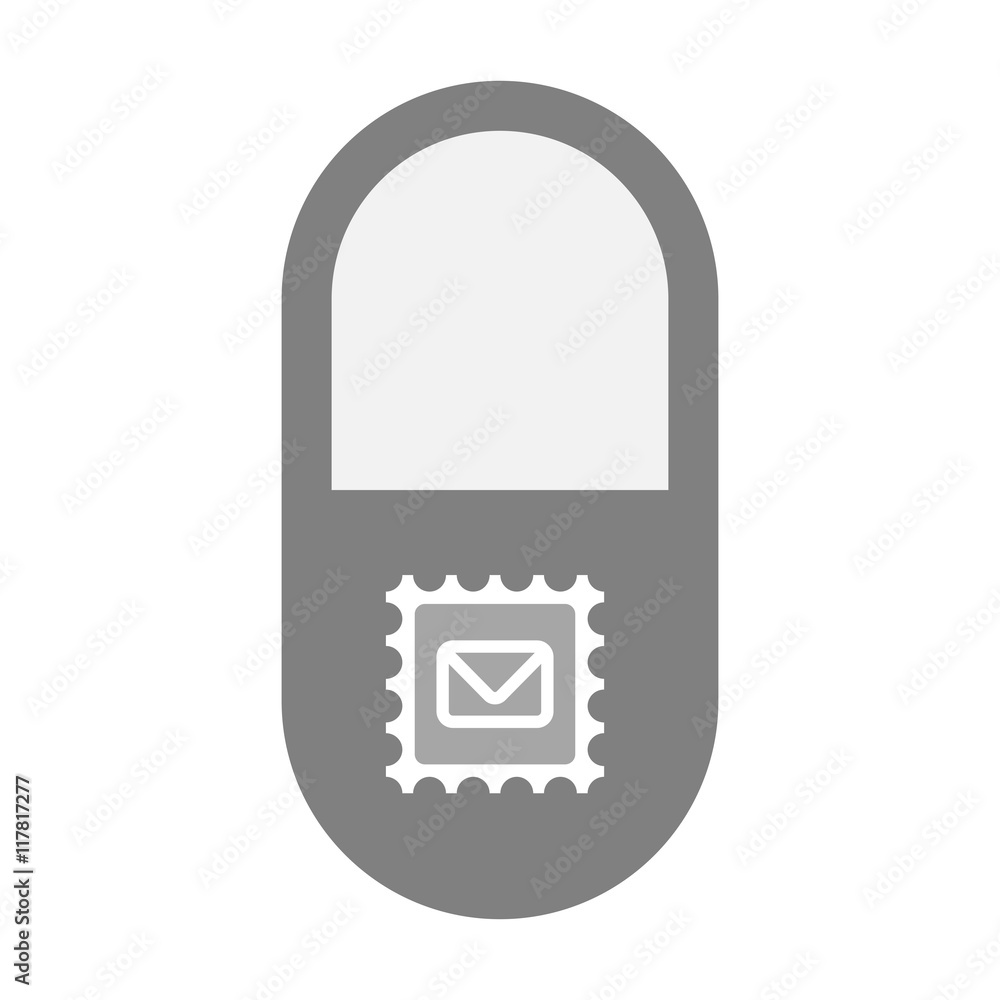 Isolated pill icon with a mail stamp sign Isolated pill icon with a mail stamp sign