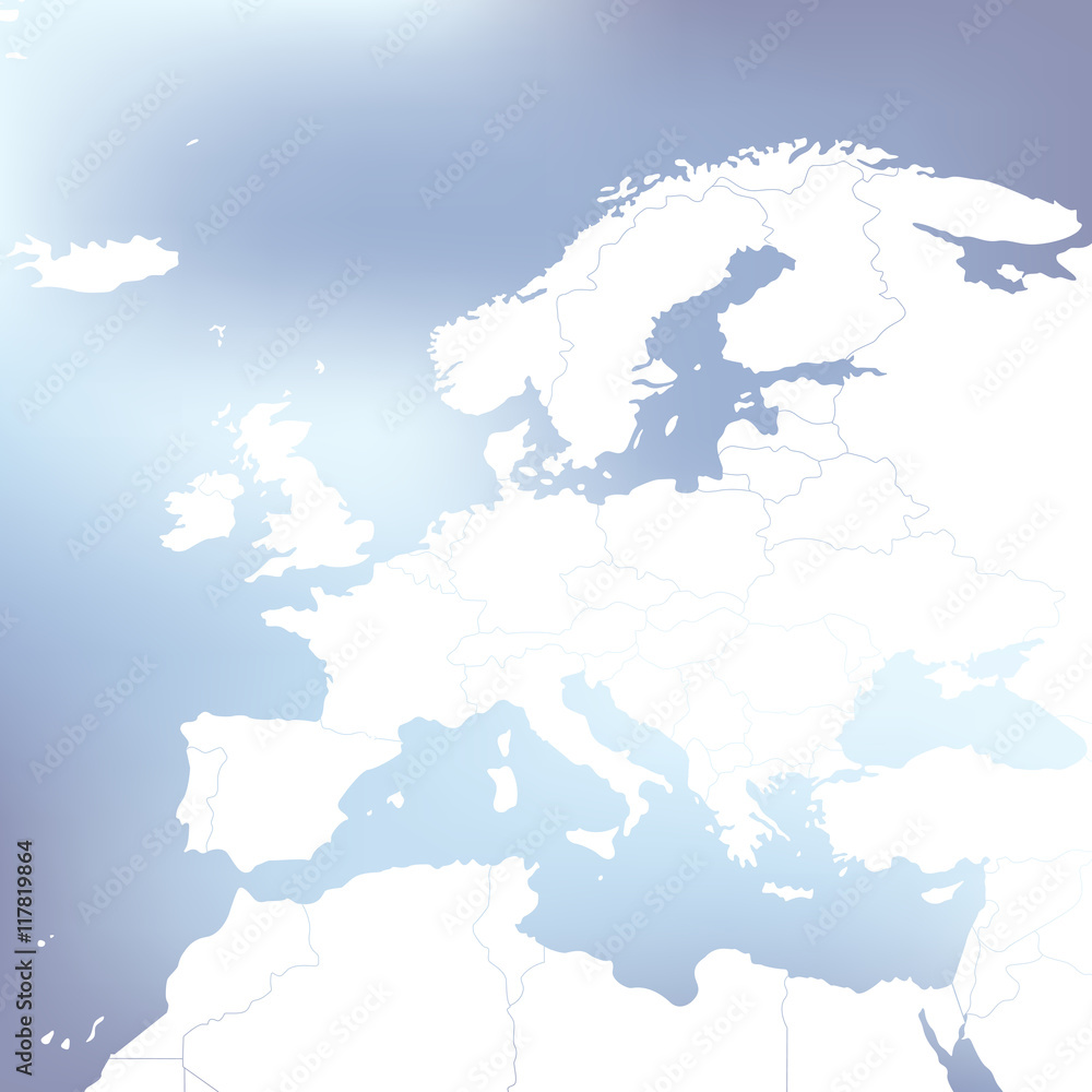 Political Map Of Europe. Abstract blurred background. Vector Illustration.