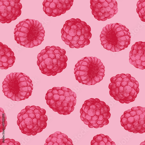 Colored raspberries seamless pattern