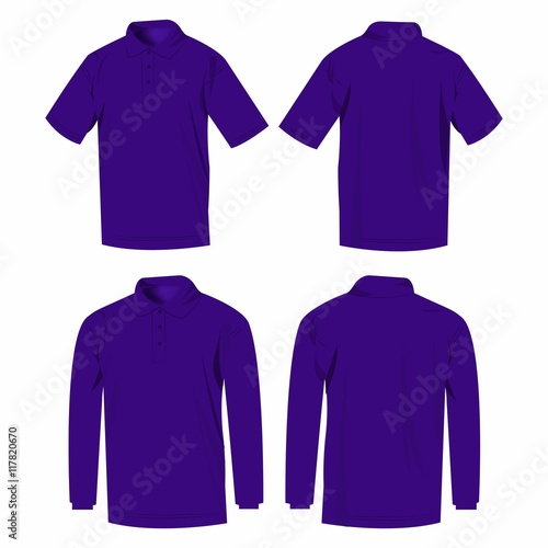 Violet polo shirt and polo with long sleeve isolated vector set