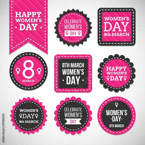 Happy women's day pink badges