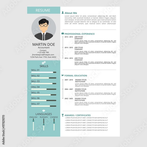 Professional resume in flat style
