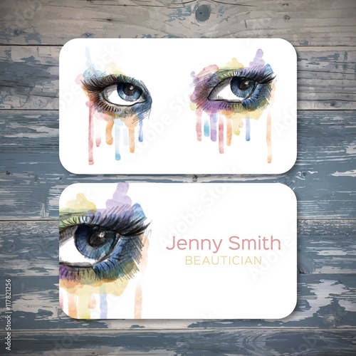 Watercolor Beautician Business Card