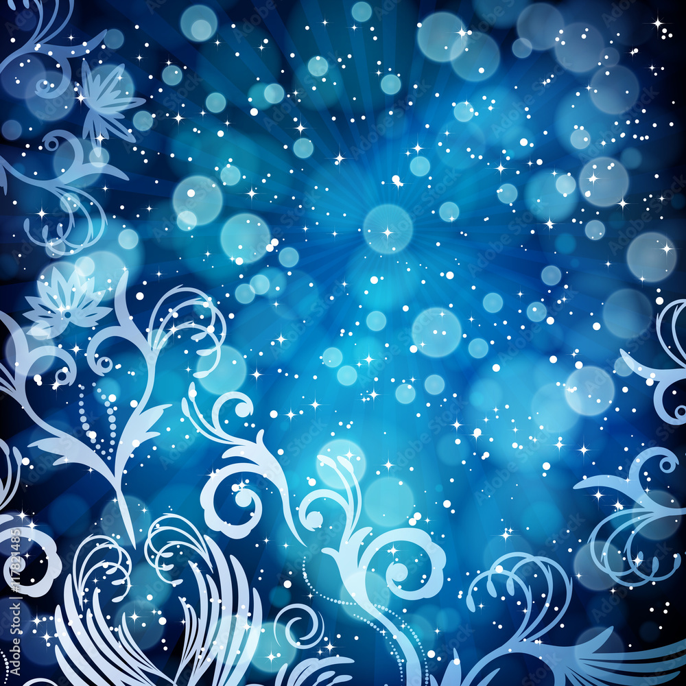 Abstract floral pattern on a blue background. Abstract floral pattern on a blue background.