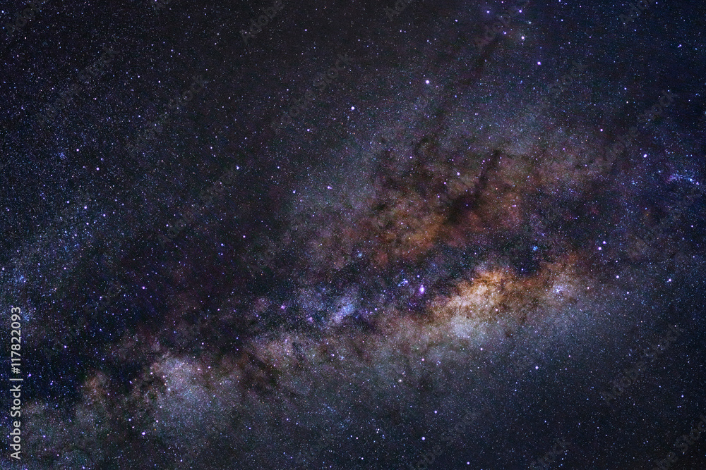 Naklejka premium Milky way galaxy with stars and space dust in the universe, Long