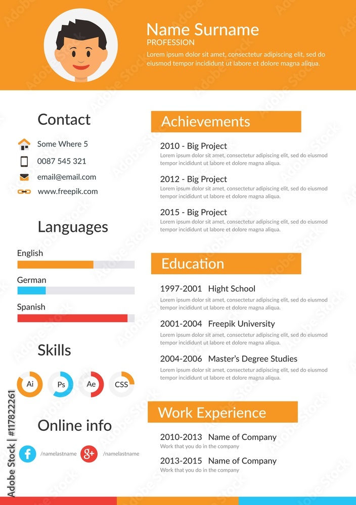 Orange resume template