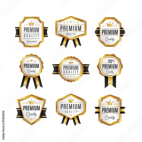 Realistic golden medal collection
