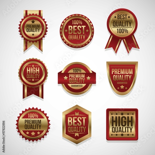 Golden quality labels in vintage style 