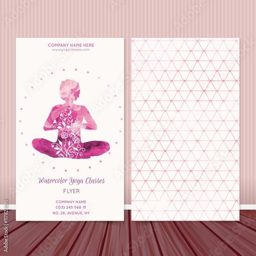 Pink Watercolor Yoga Classes flyer