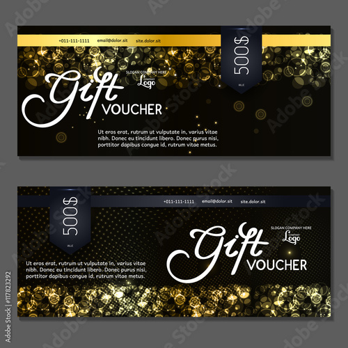 Gift voucher. Vector, illustration. Template discount card.