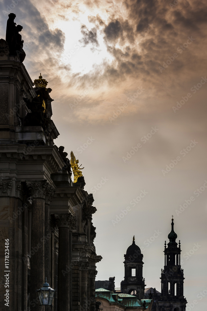 Abendsilhouette an den Brühlschen Terrassen, Dresden