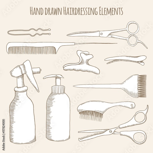 Hand Drawn Hairdressing Element Collection