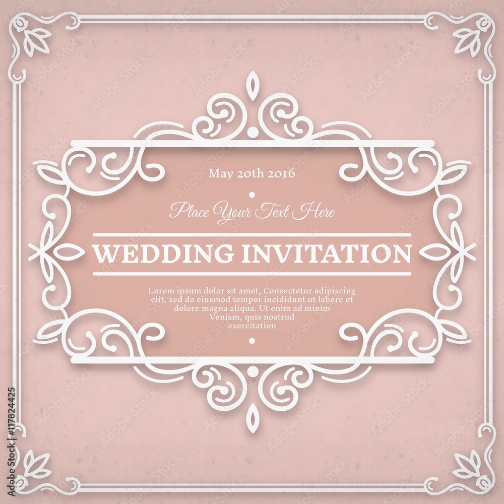 Vintage ornamental wedding invitation 