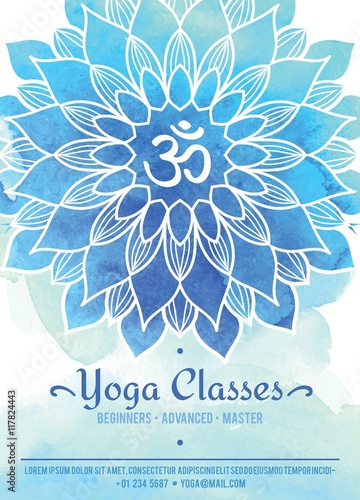 Blue floral yoga classes brochure