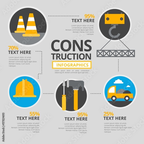 Construction infography template with elements