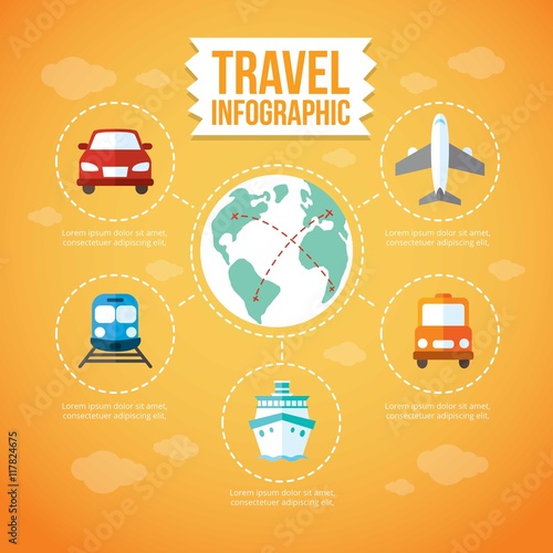Travel infography with transports