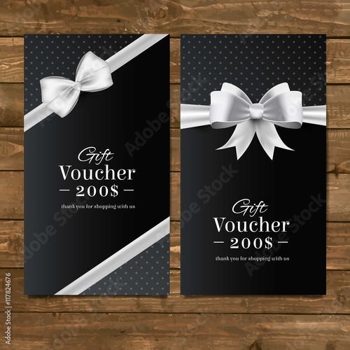 Dark gift coupons with a silver bow
