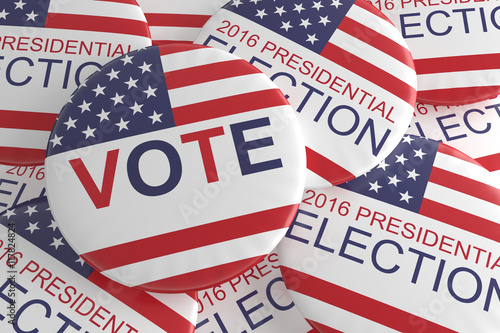 Pile of Presidential Election 2016 Vote Badges, 3d illustration