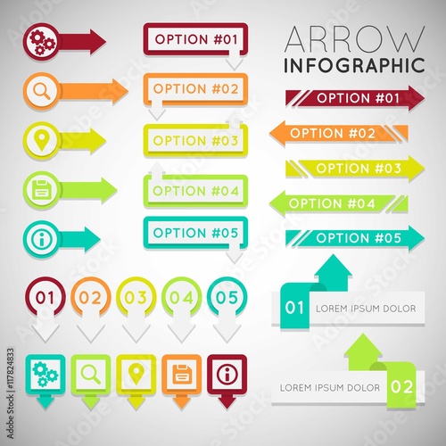 Colorful arrow infographic set