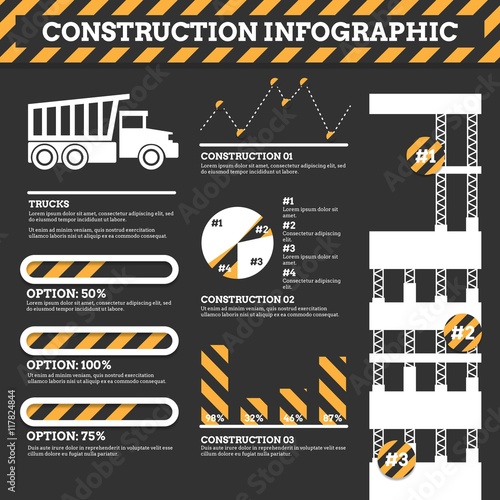 Construction infography with a scaffolding