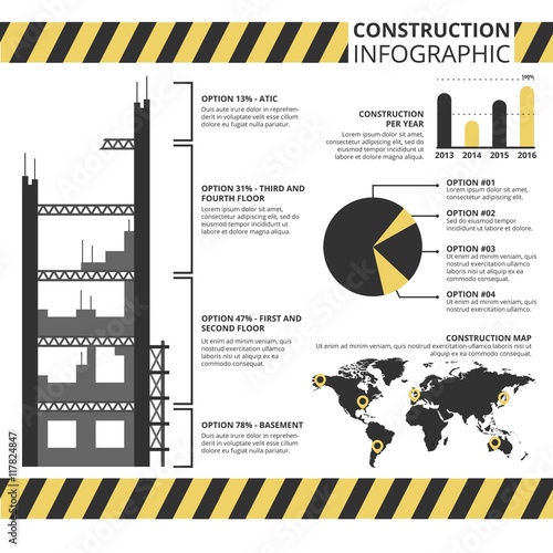 Flat scaffolding with infographic elements