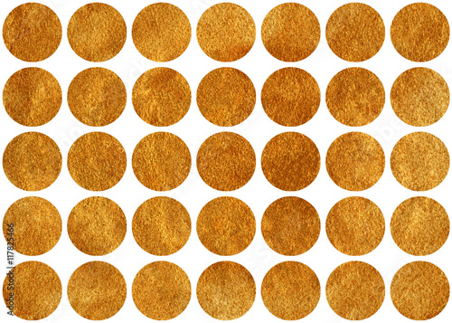 Quadro su tela Golden polka dot background.