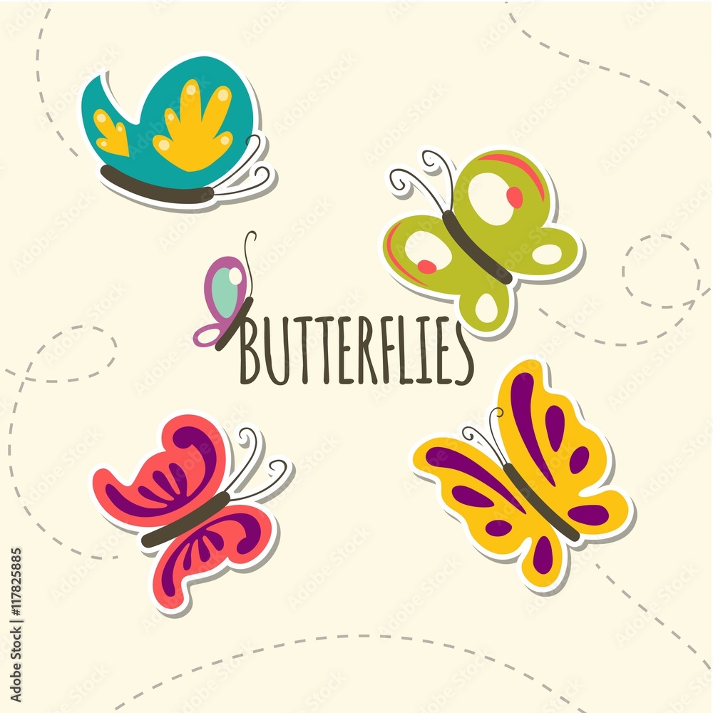 Hand drawn butterflies stickers Hand drawn butterflies stickers