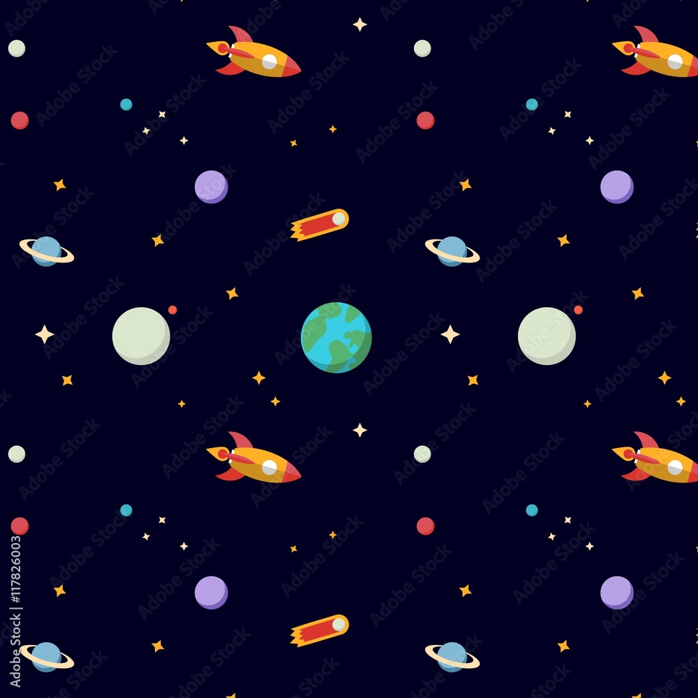 Hand drawn planets and Earth pattern Hand drawn planets and Earth pattern