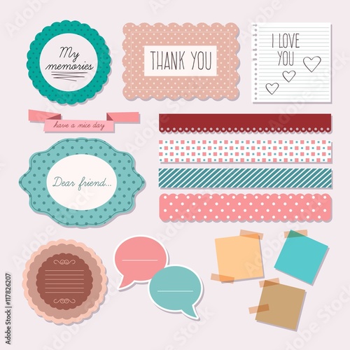 Beautiful accessories of scrapbooking