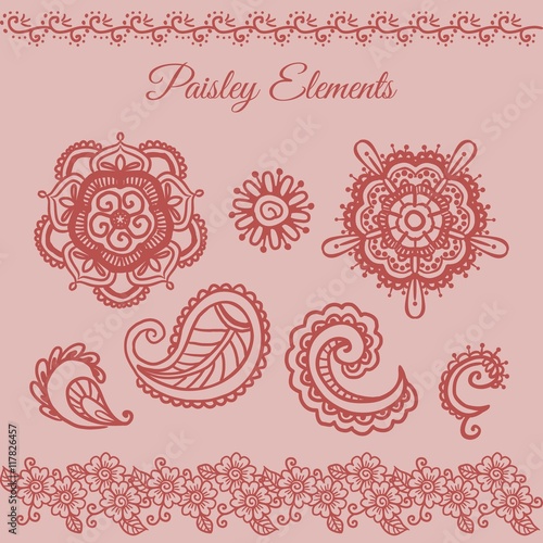 Pink sketches paisley elements